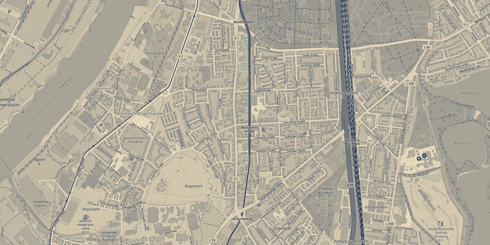 Kartenausschnitt rund um Münchener Str. 13 in 47249 Duisburg